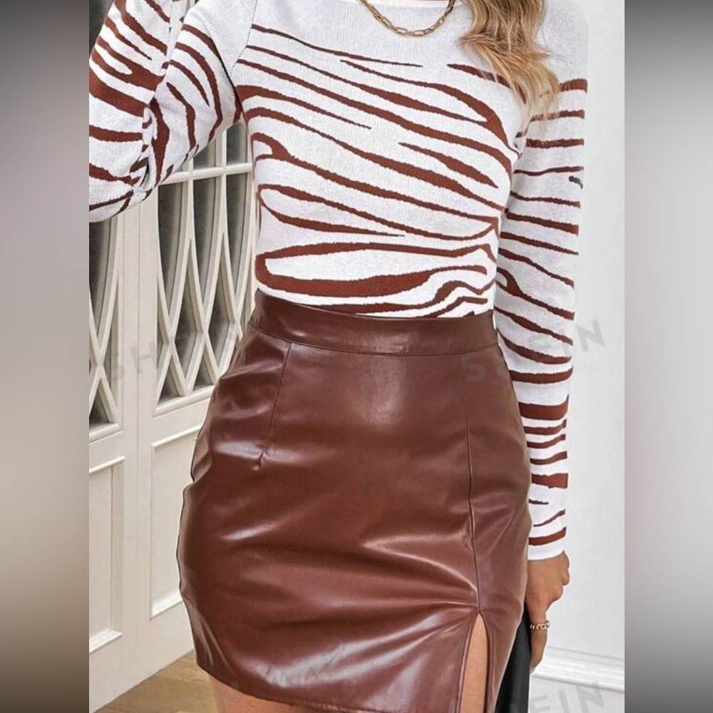 Zebra Striped Pattern Boat Neck Sweater